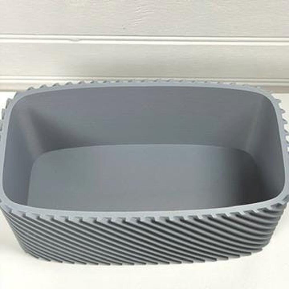 Plant Pot Fine Rib Rounded Rectangle Low, Indoor Cache Pot, Tabletop Planter - Picture 7 of 11